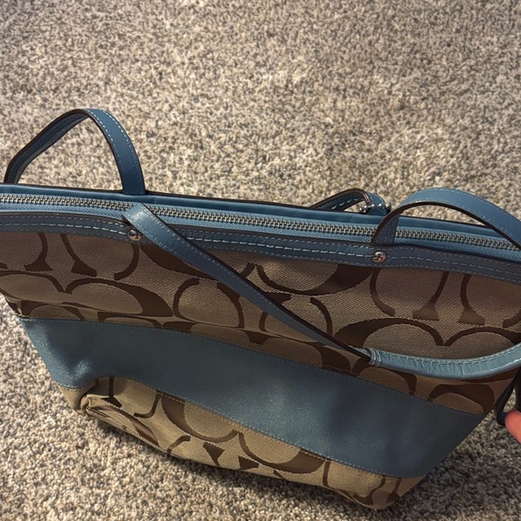 Coach Tan and Blue Signature Tote Bag - Picture 7 of 7